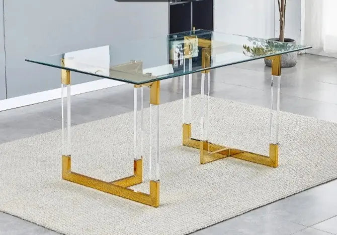 Table à manger dorée transparent NAEL Galerie du Mobilier