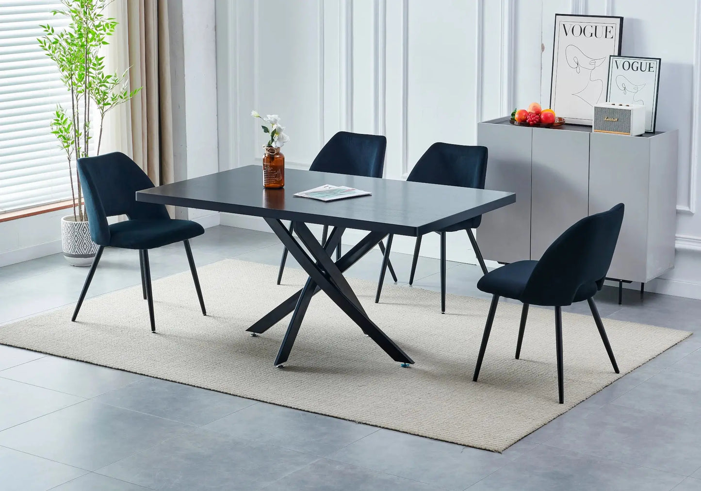 Table à manger noire bois noir - Joy – Galerie du Mobilier