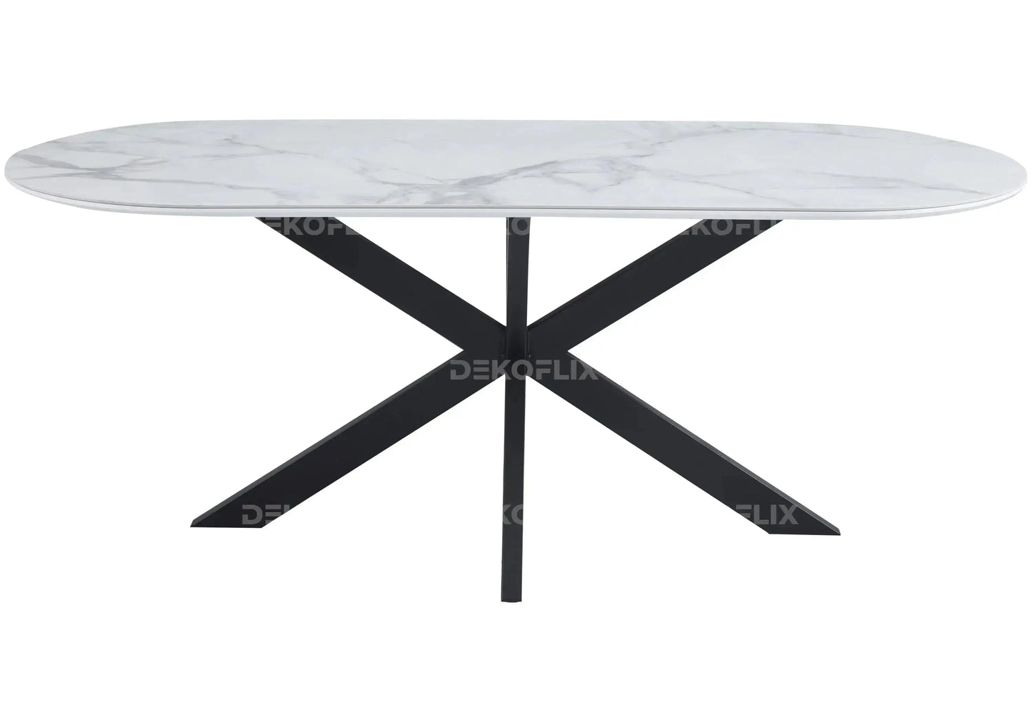 Table à manger noire céramique marbre blanc – Galerie du Mobilier - Vue 1
