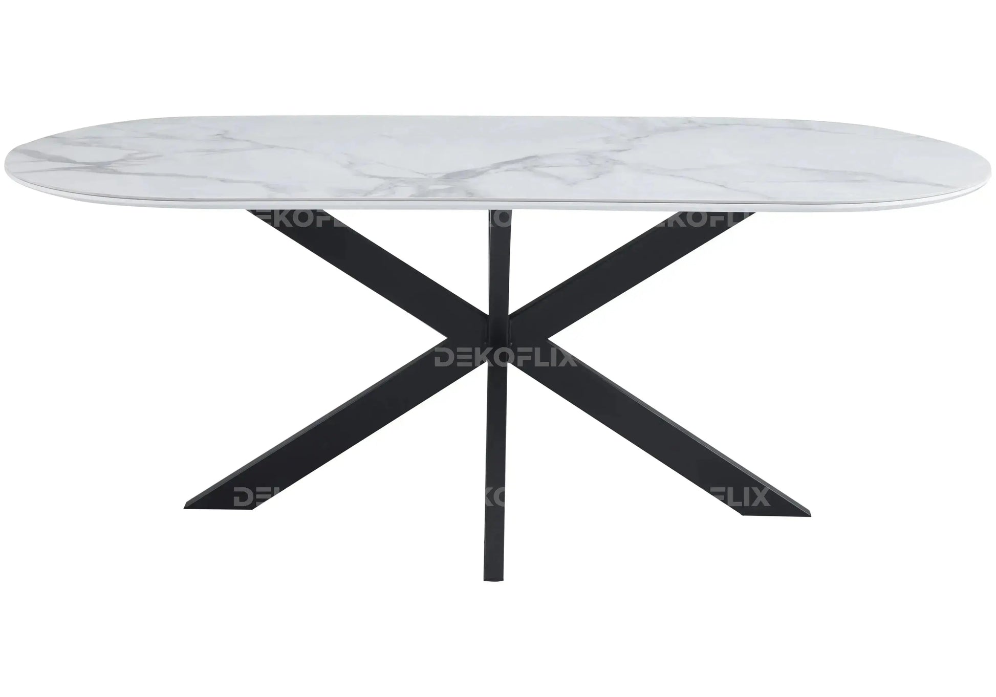 Table à manger noire céramique marbre blanc – Galerie du Mobilier - Vue 1