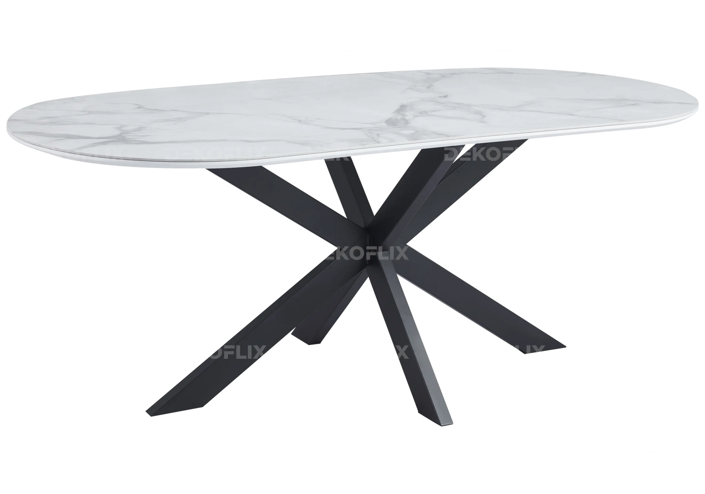 Table à manger noire céramique marbre blanc – Galerie du Mobilier