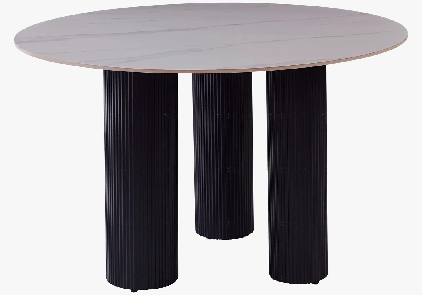 Table à manger pied noir céramique marbre blanc – Galerie du Mobilier - Vue 1