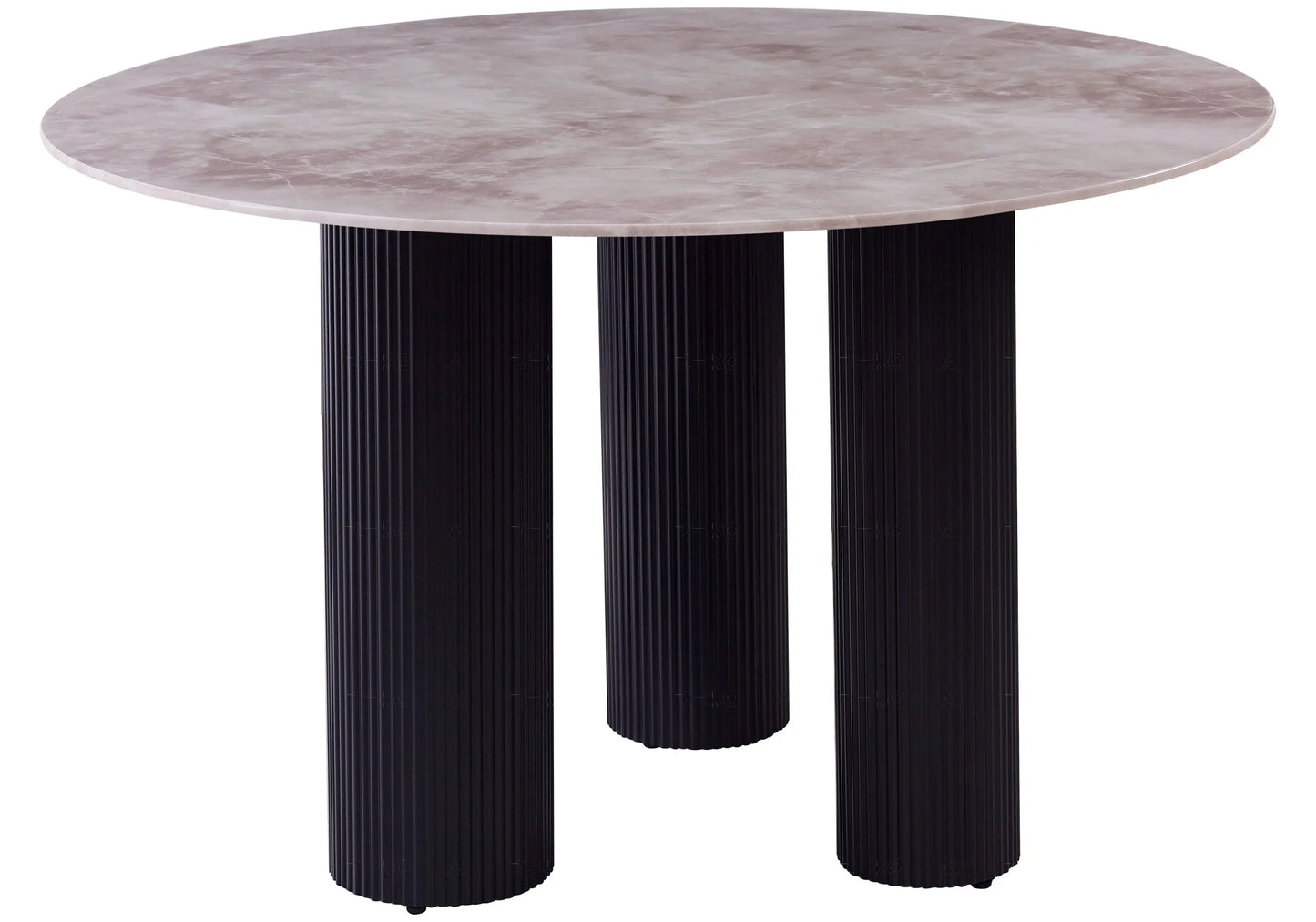 Table à manger pied noir céramique marbre gris – Galerie du Mobilier - Vue 1
