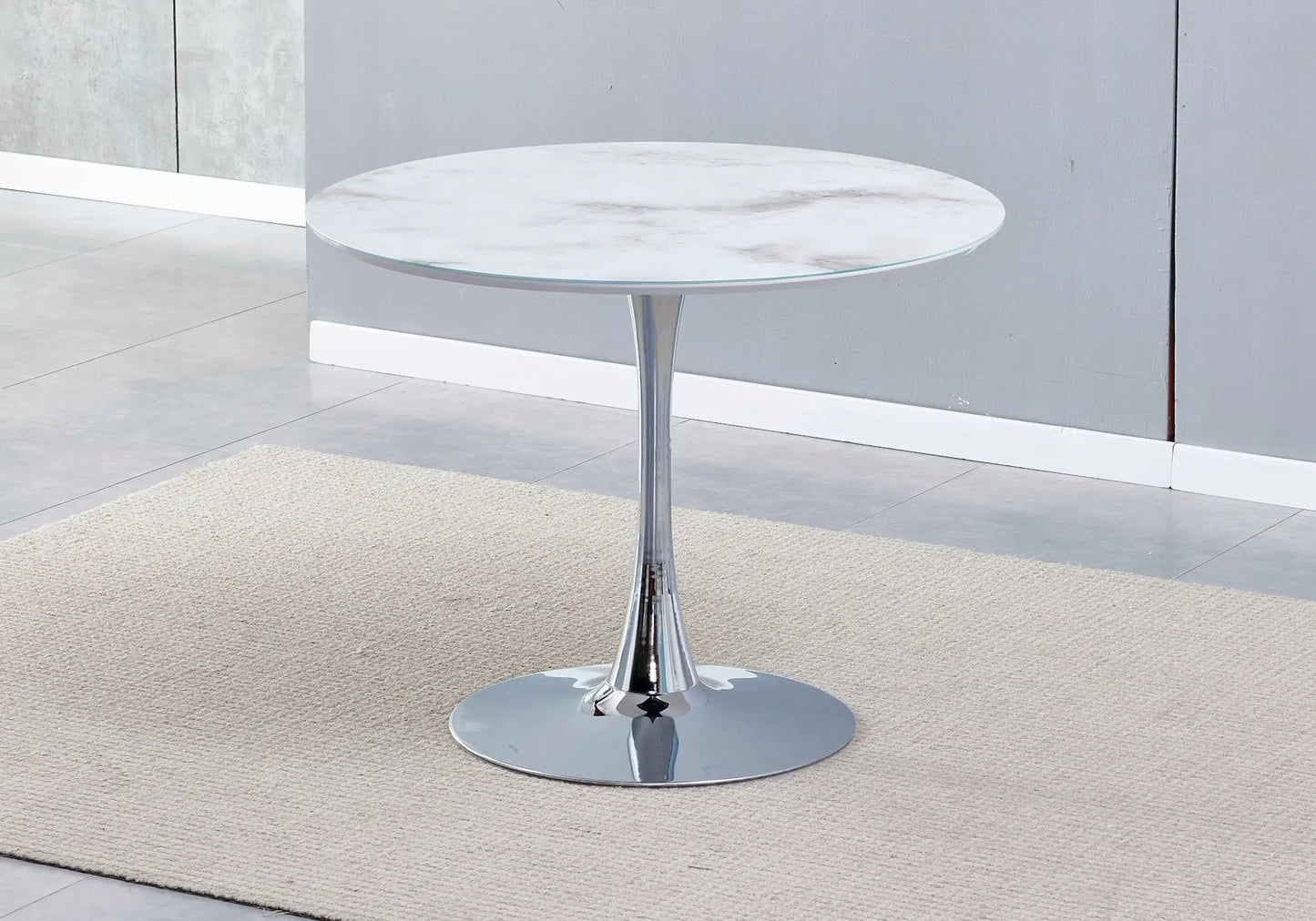 Table à manger ronde marbre blanc ROSA Galerie du Mobilier