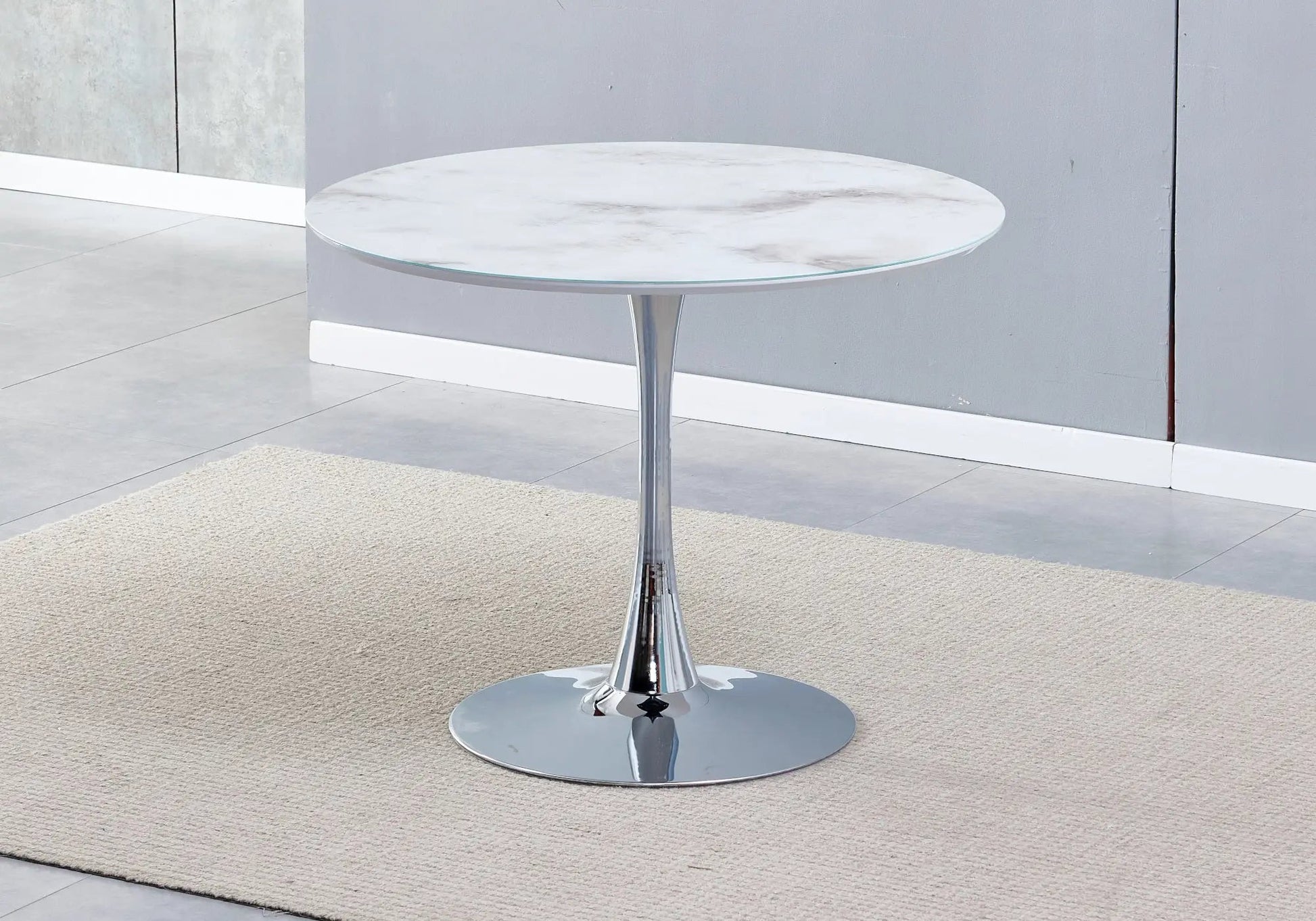 Table à manger ronde marbre blanc ROSA Galerie du Mobilier