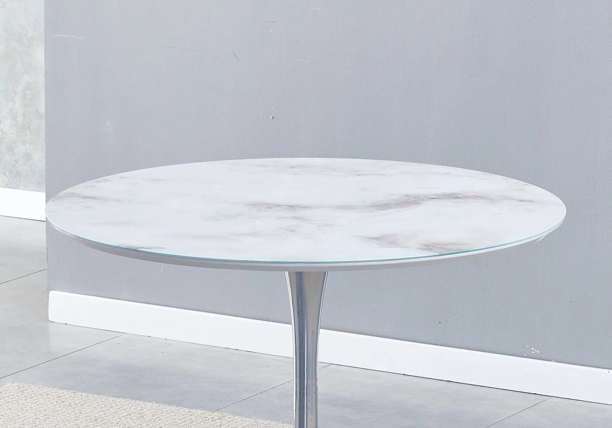 Table à manger ronde marbre blanc ROSA Galerie du Mobilier