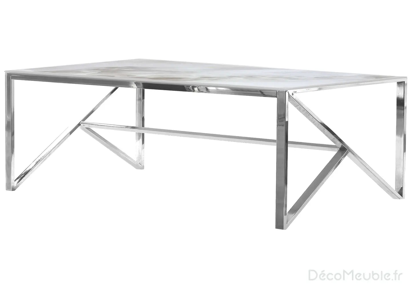 Table basse argent marbre beige NIHAL Galerie du Mobilier
