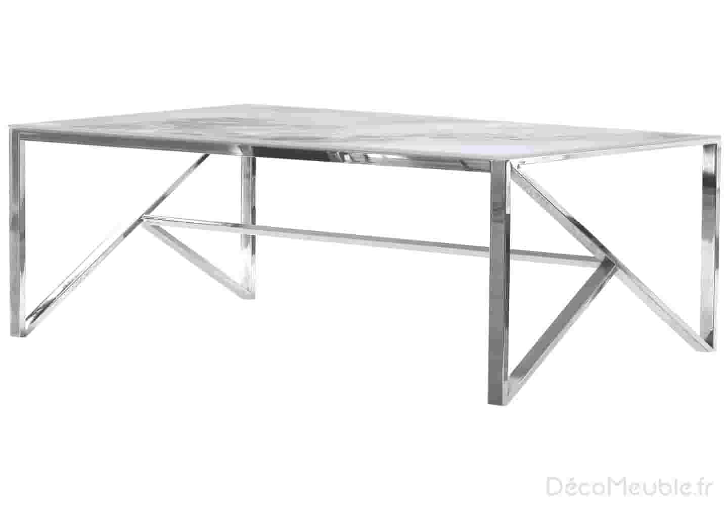 Table basse argent marbre beige NIHAL - Galerie du Mobilier