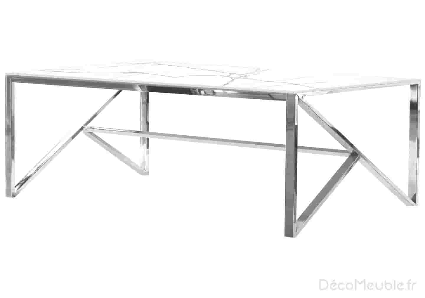 Table basse argent marbre beige NIHAL - Galerie du Mobilier