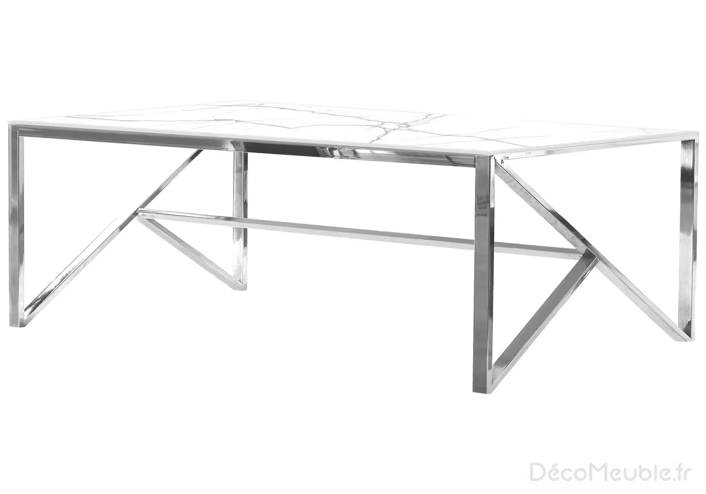 Table basse argent marbre blanc NIHAL Galerie du Mobilier