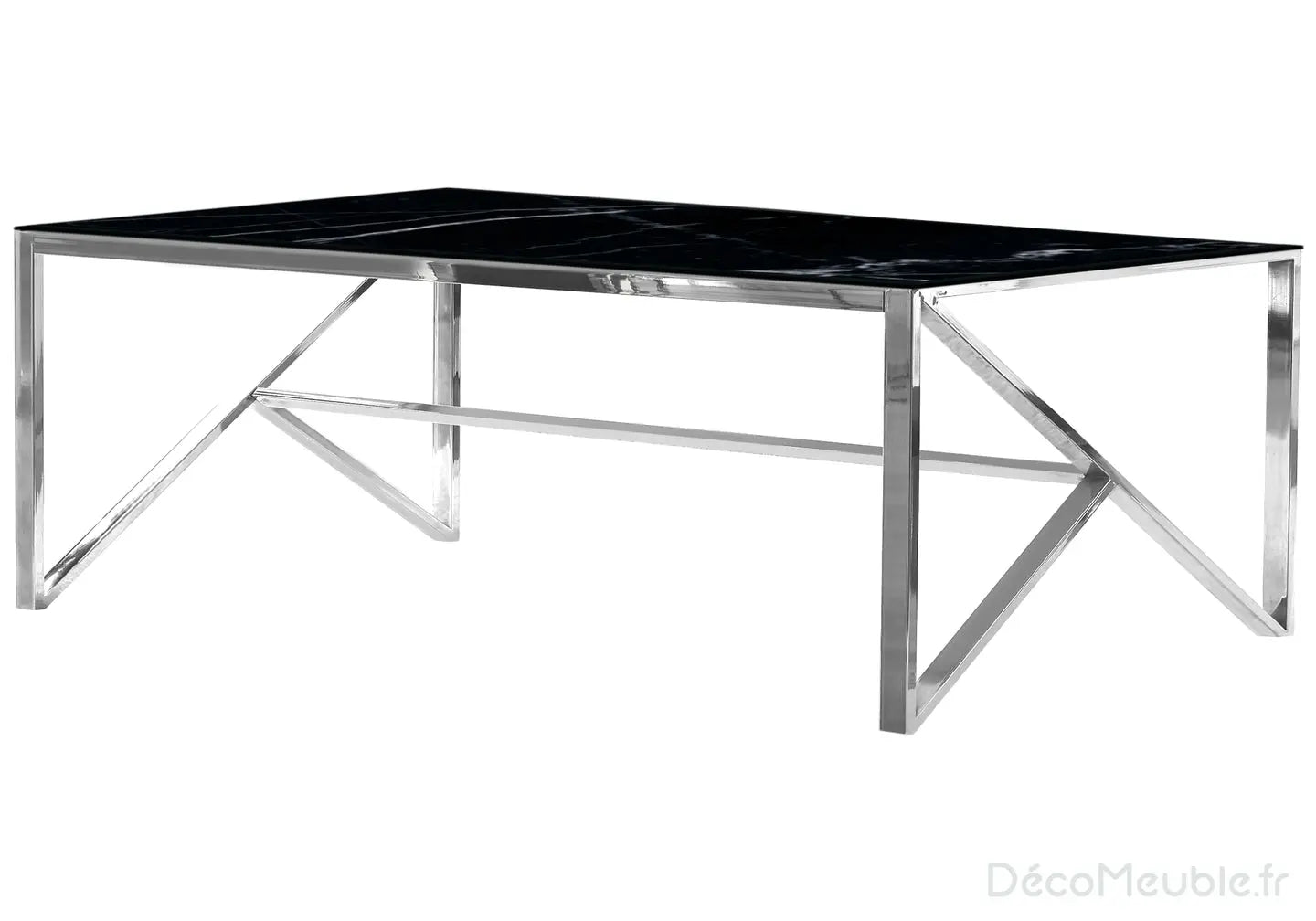 Table basse argent marbre noir NIHAL Galerie du Mobilier