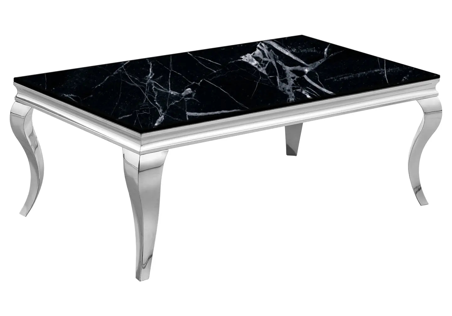 Table basse argentée marbre noir BAROQUE Galerie du Mobilier