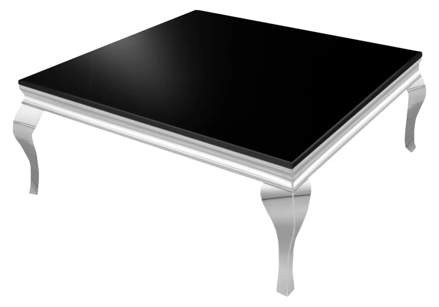 Table basse carré chrome noir BAROQUE Galerie du Mobilier