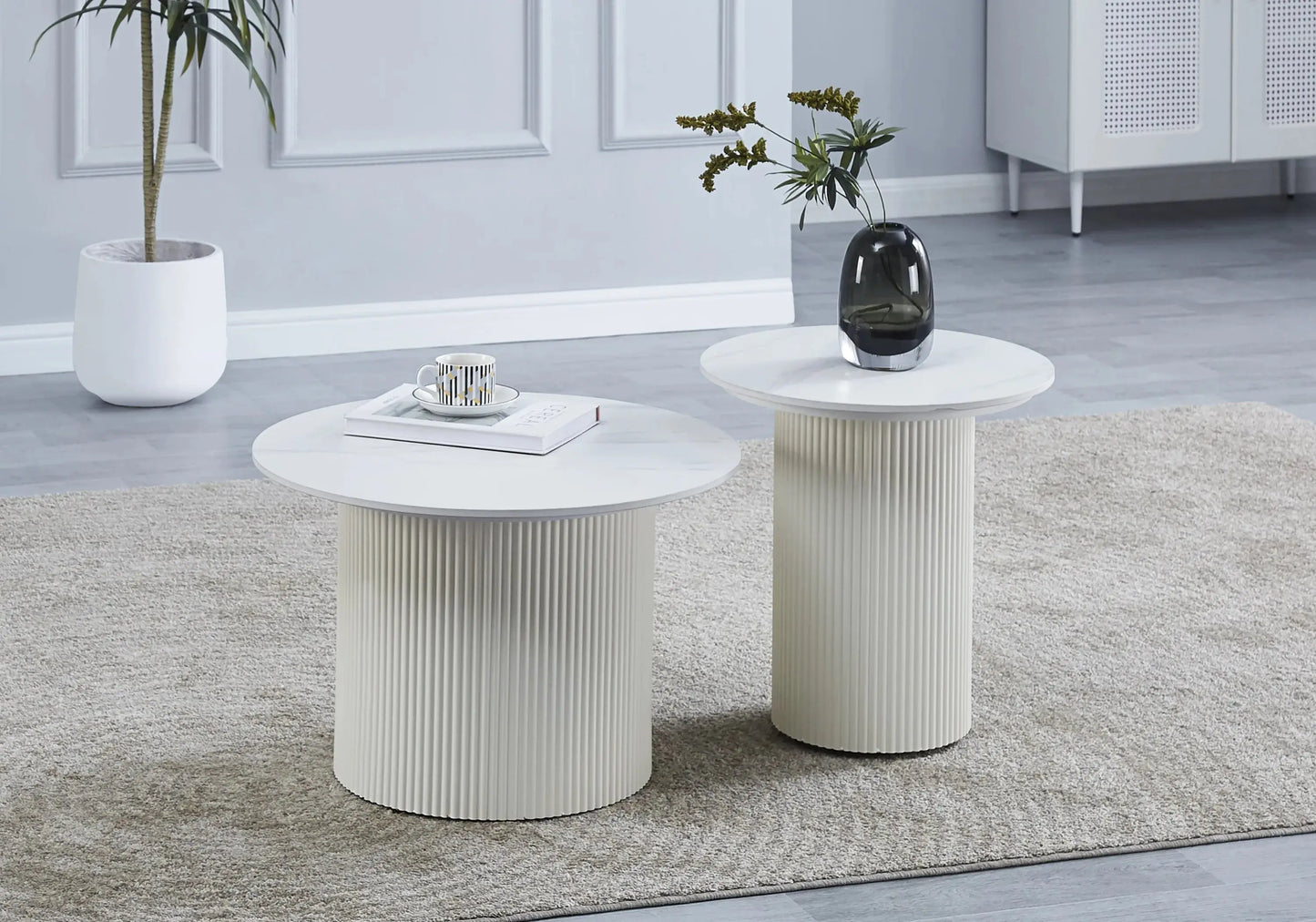 Table basse céramique marbre blanc – Galerie du Mobilier - Vue 1