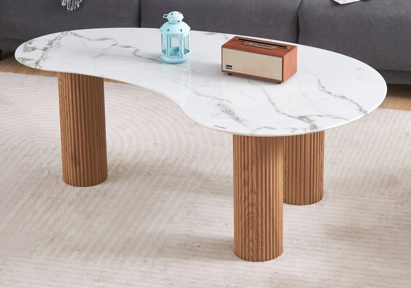 Table basse chêne marbre blanc – Galerie du Mobilier - Vue 1