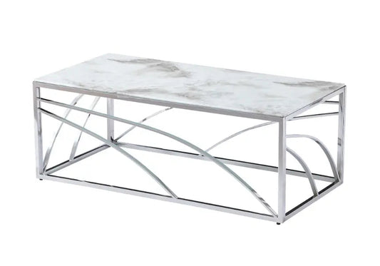 Table basse design marbre blanc GEO Galerie du Mobilier