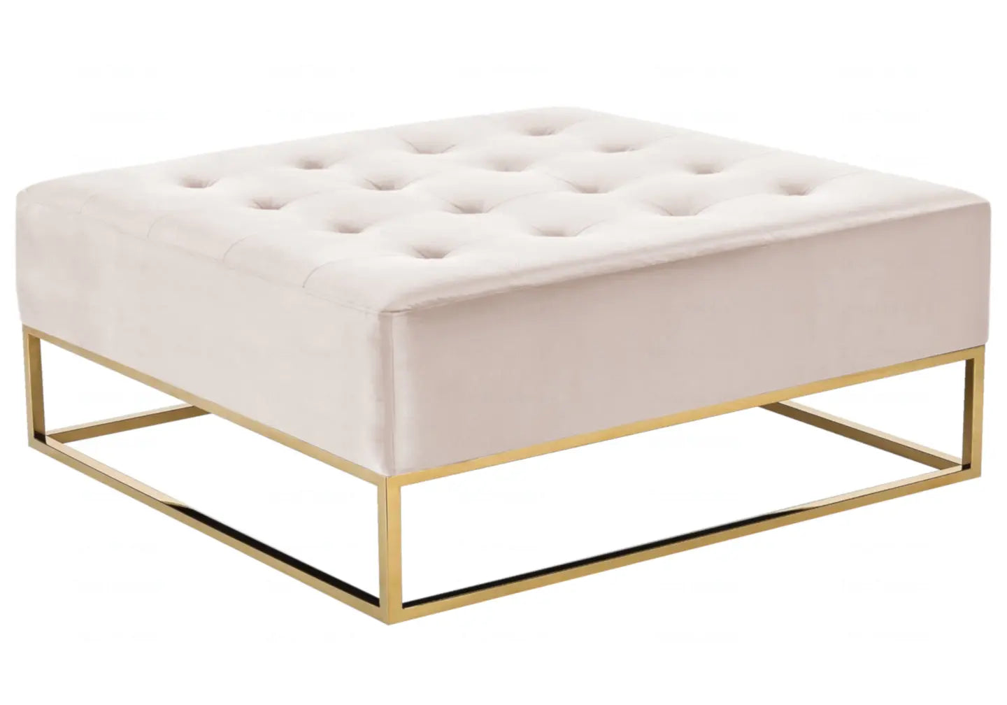 Table basse dorée capitonnée beige – Galerie du Mobilier - Vue 1