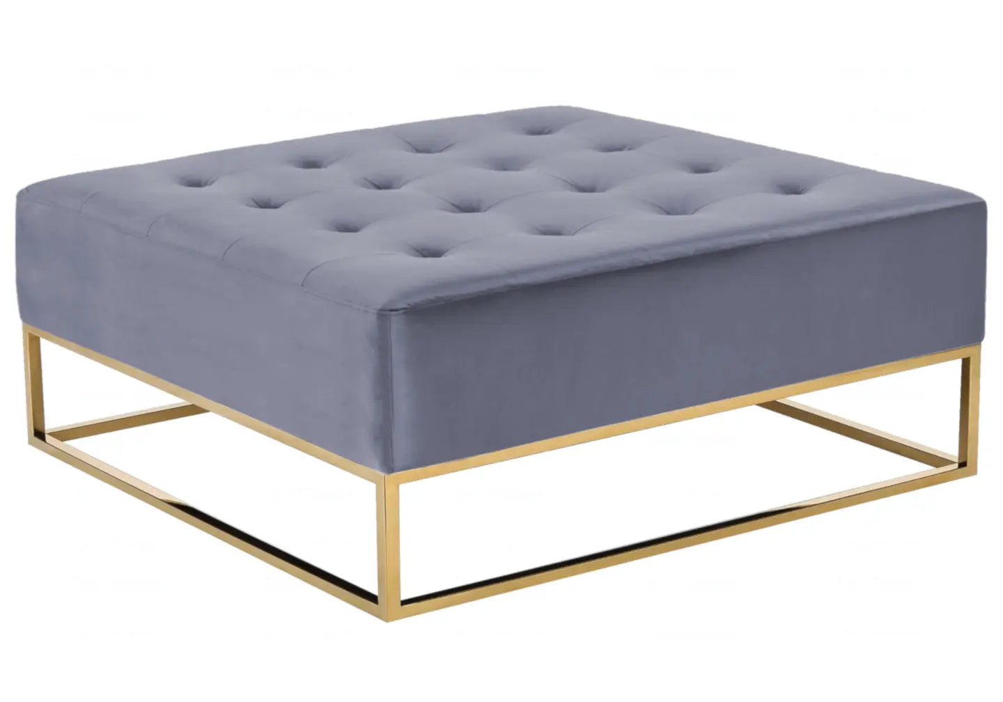 Table basse dorée capitonnée gris – Galerie du Mobilier - Vue 1