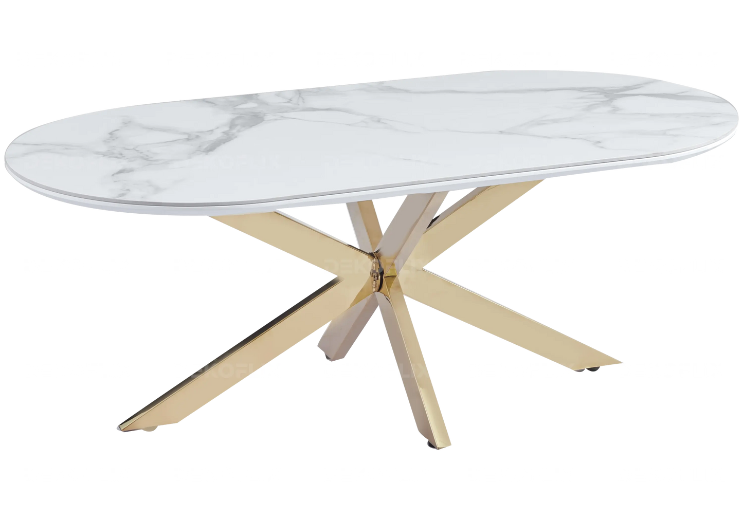 Table basse dorée céramique marbre blanc – Galerie du Mobilier