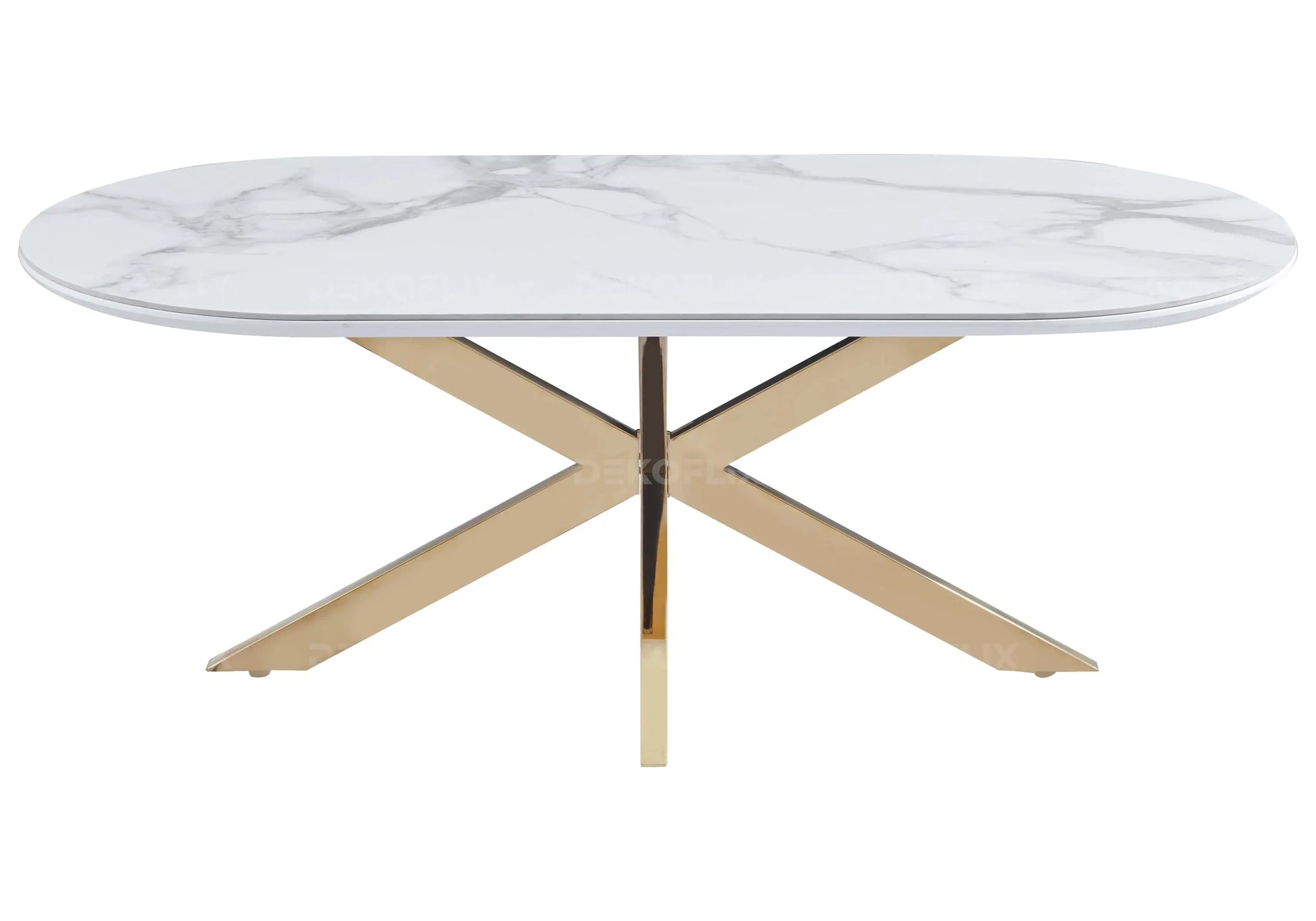 Table basse dorée céramique marbre blanc – Galerie du Mobilier - Vue 1