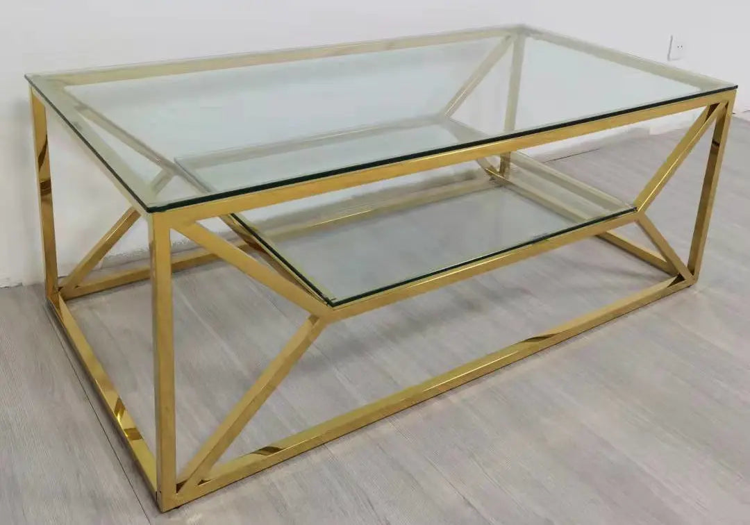 Table basse dorée en verre ROMI Galerie du Mobilier