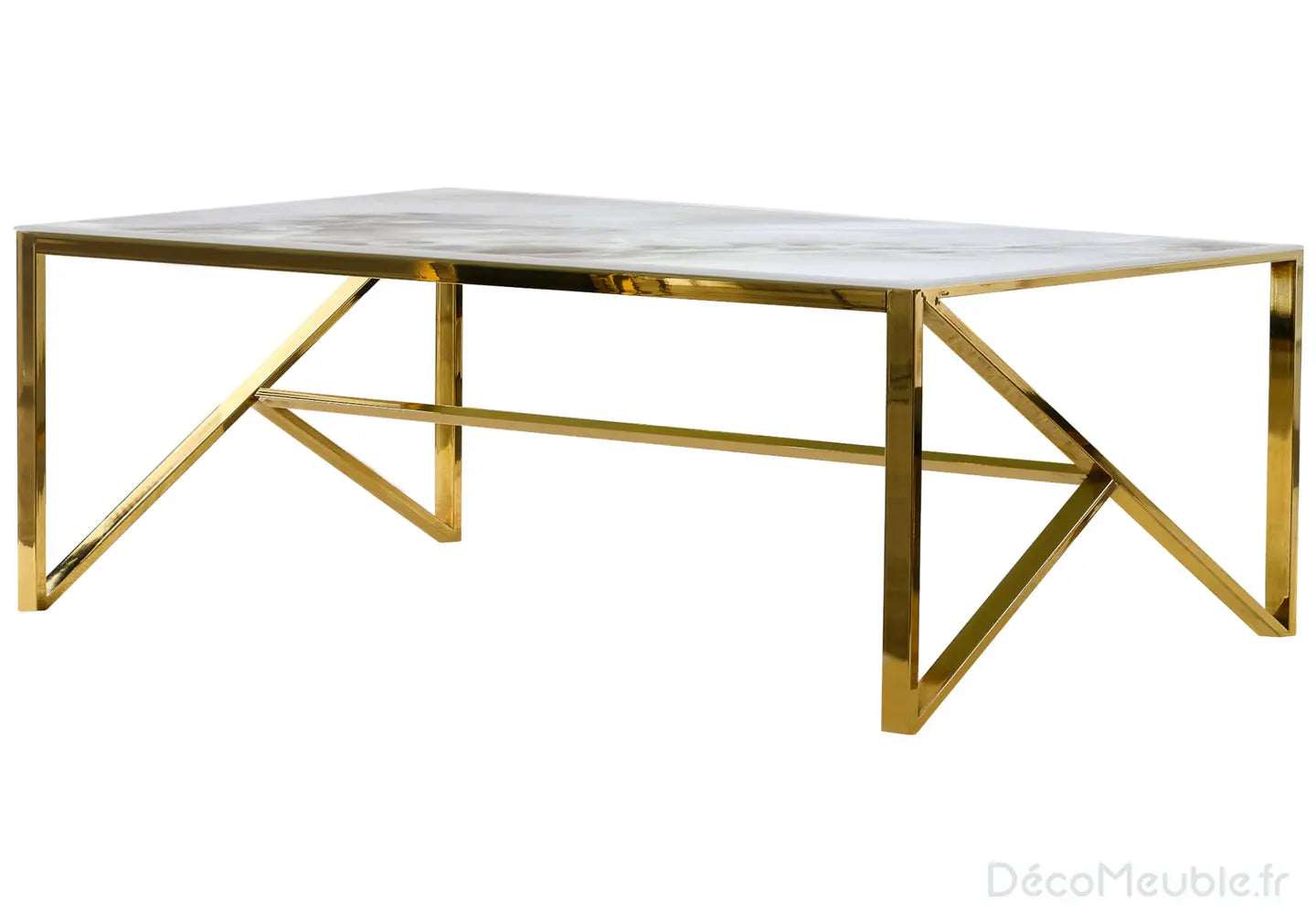 Table basse dorée marbre beige NIHAL Galerie du Mobilier