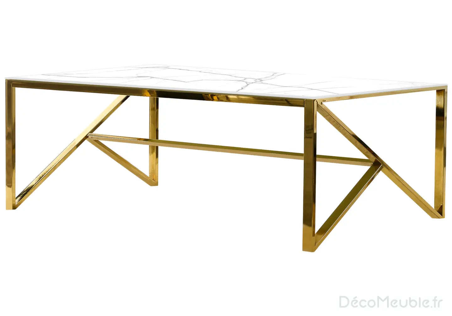 Table basse dorée marbre blanc NIHAL Galerie du Mobilier