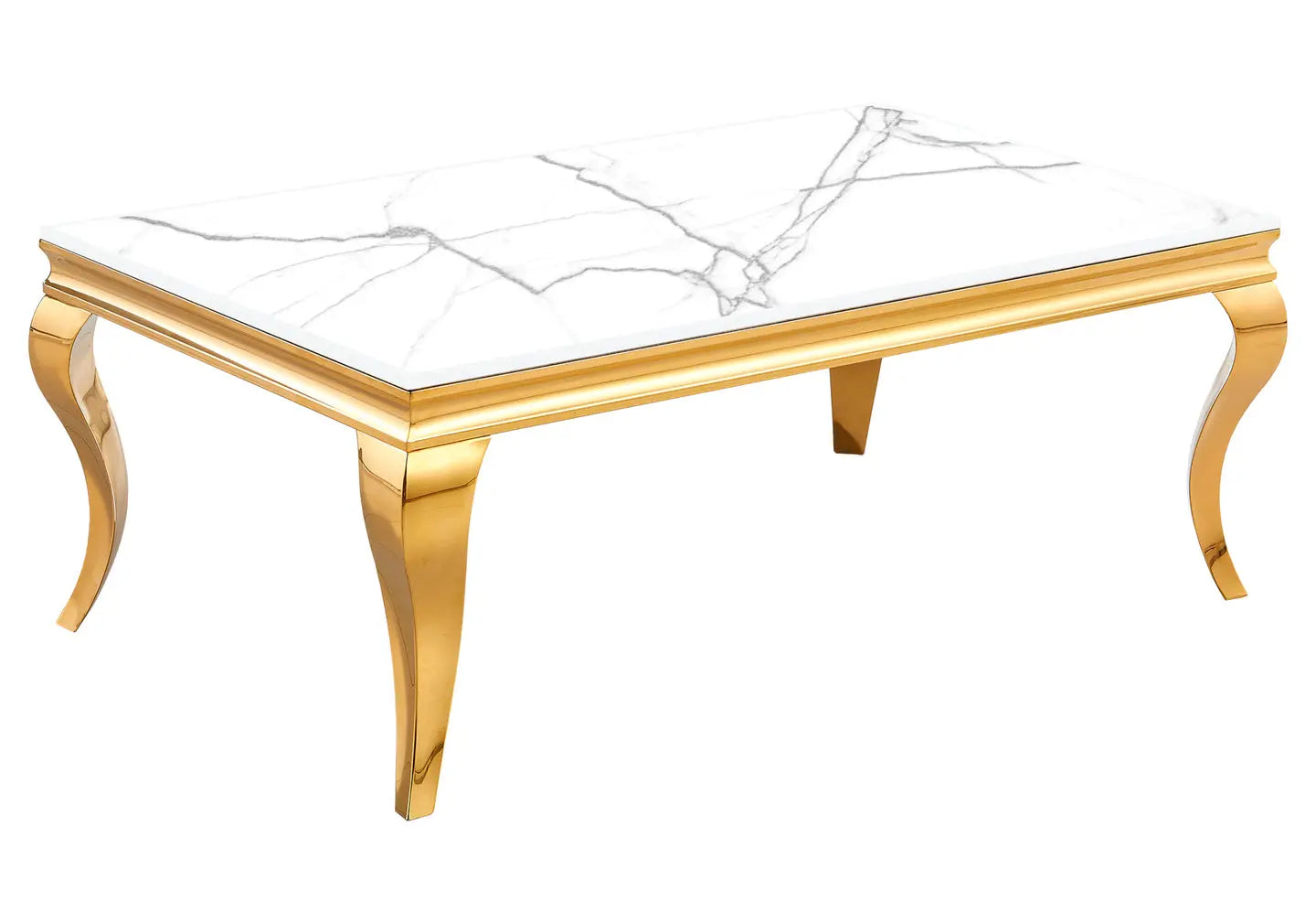 Table basse dorée marbre blanc BAROQUE Galerie du Mobilier