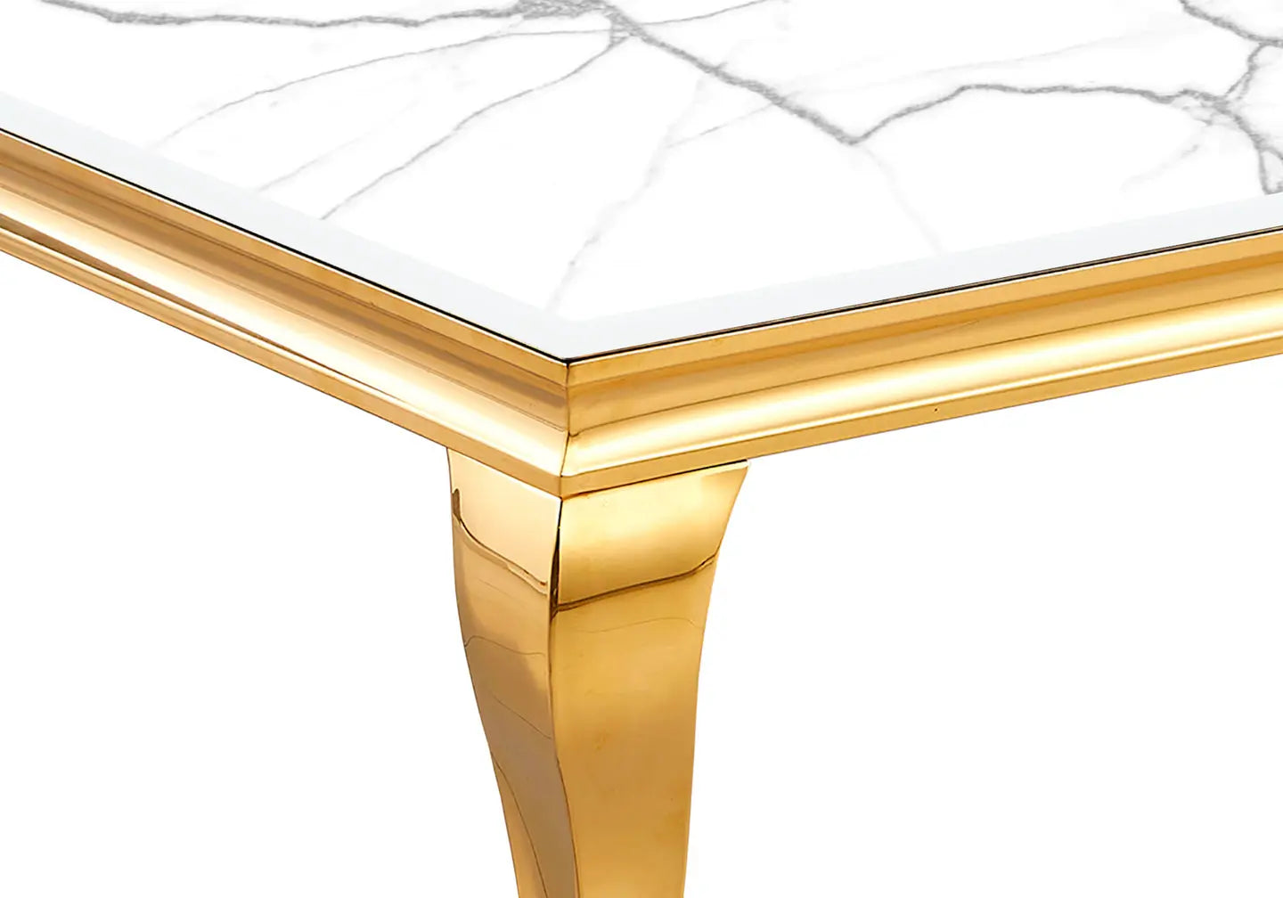 Table basse dorée marbre blanc BAROQUE Galerie du Mobilier
