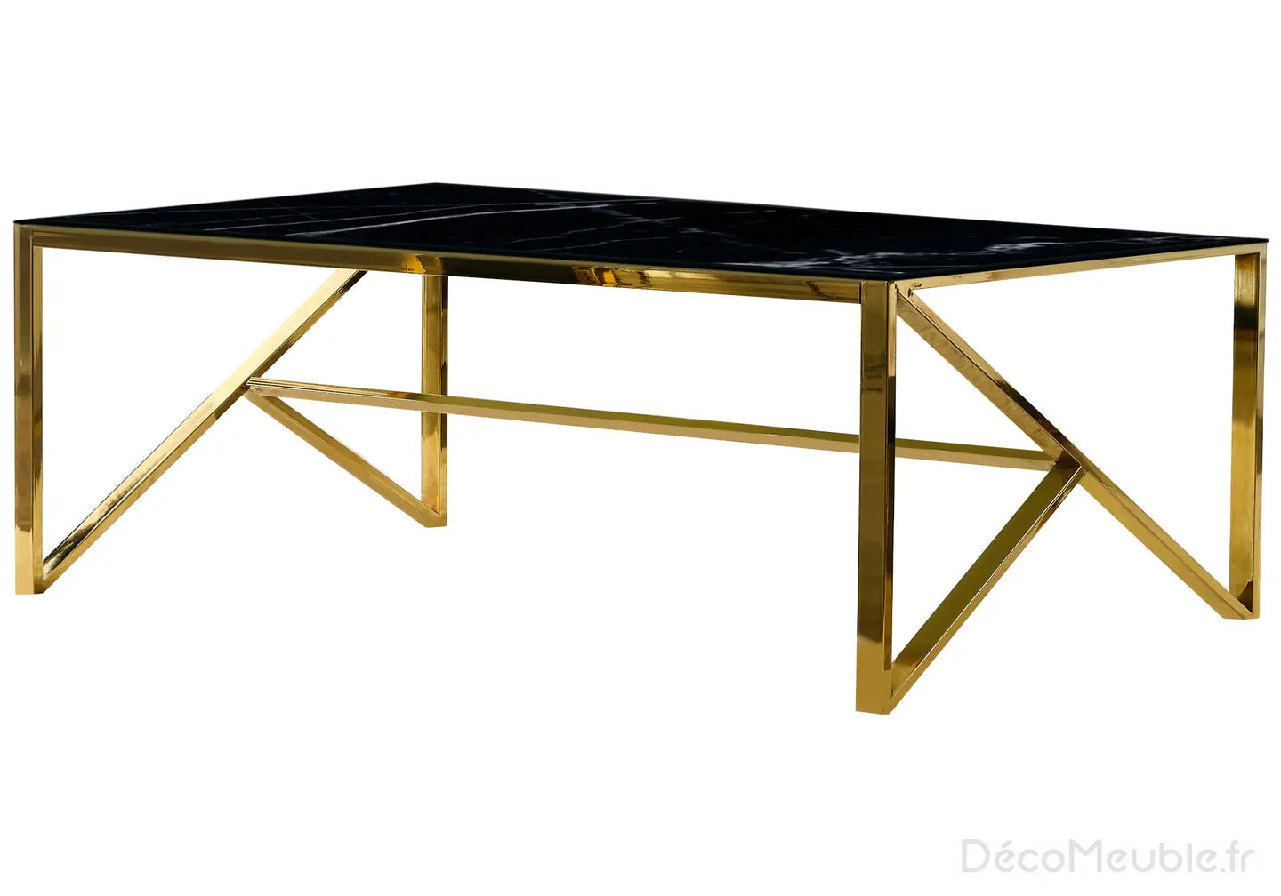 Table basse dorée marbre noir NIHAL Galerie du Mobilier