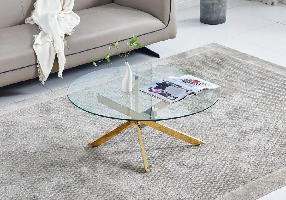 Table basse dorée marbre noir OLIVIA Galerie du Mobilier