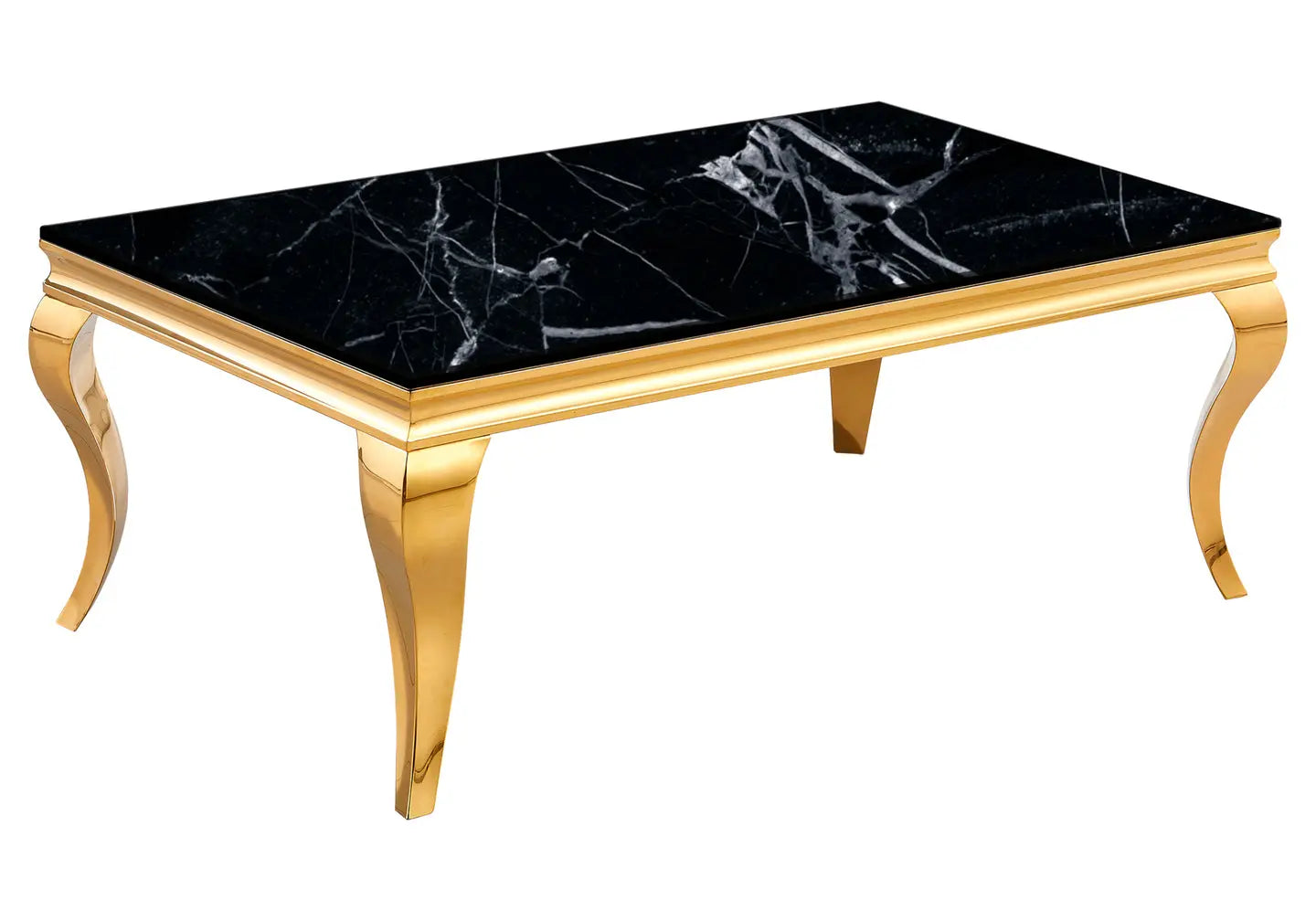 Table basse dorée marbre noir BAROQUE Galerie du Mobilier