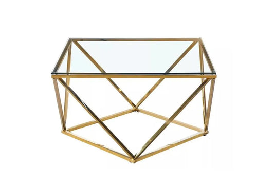 Table basse dorée transparent LISA - Galerie du Mobilier