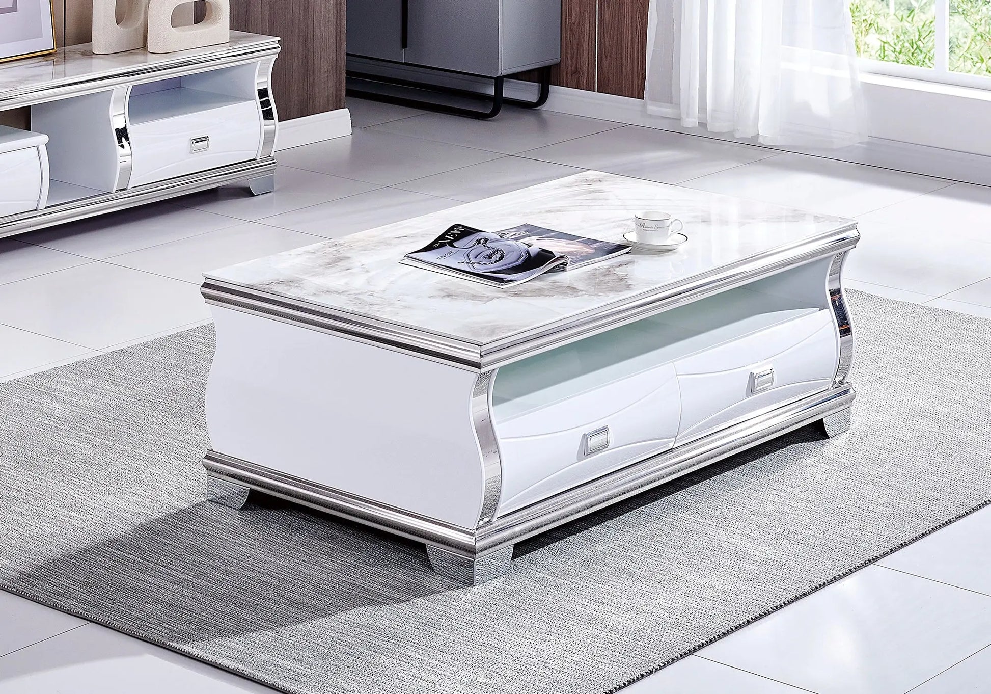 Table basse marbre beige SARHA Galerie du Mobilier