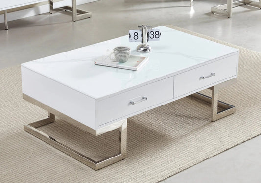Table basse marbre blanc LILA Galerie du Mobilier