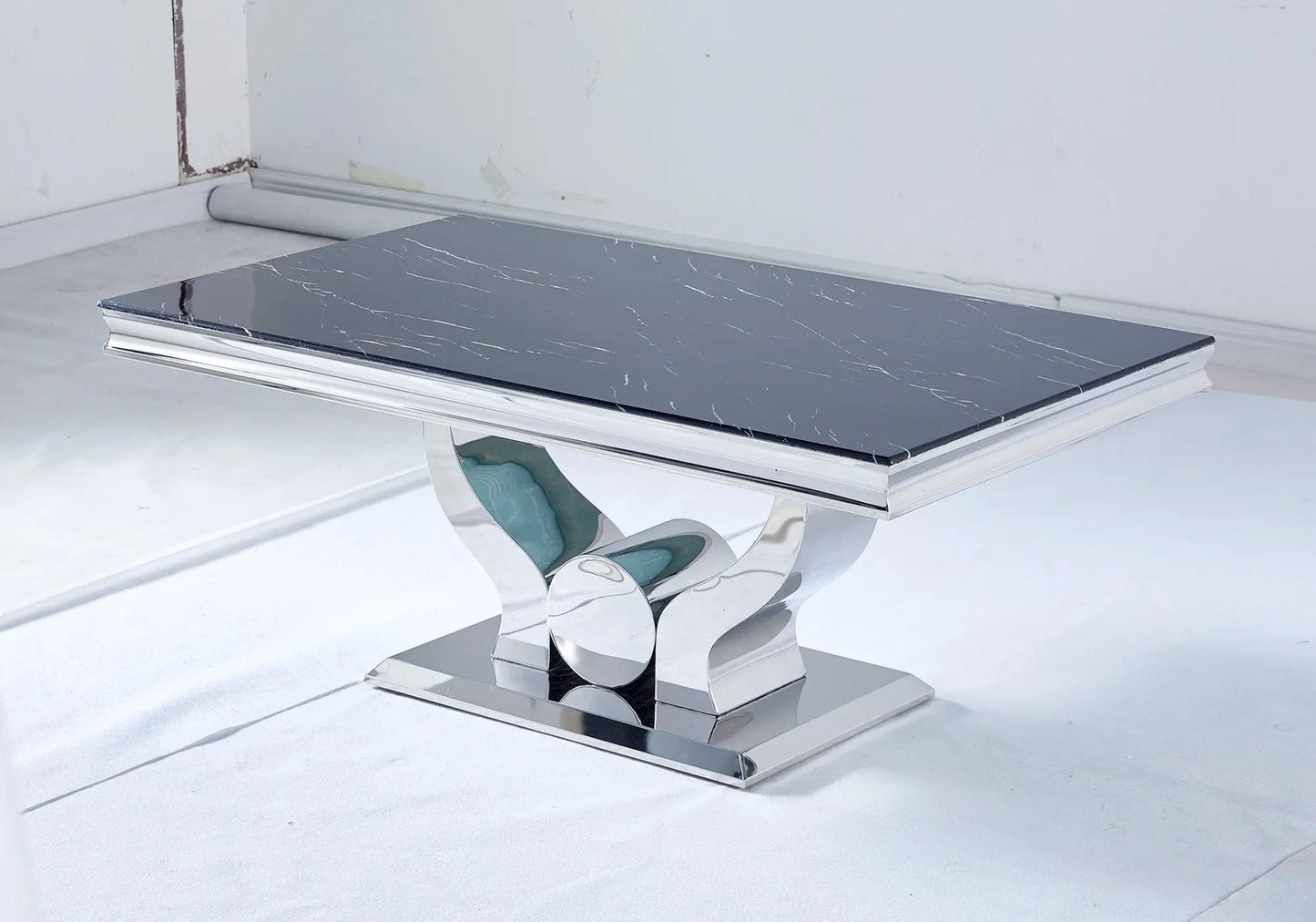 Table basse marbre gris argent TROPHEE Galerie du Mobilier
