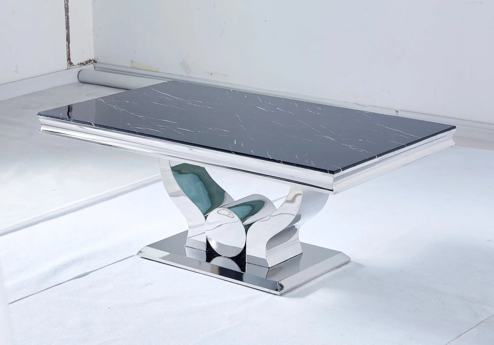 Table basse marbre gris argent TROPHEE Galerie du Mobilier