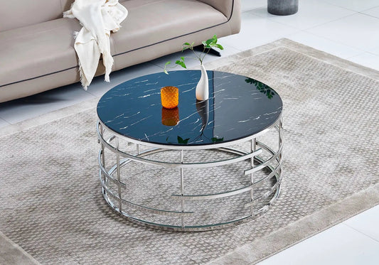 Table basse marbre noir ISSA Galerie du Mobilier