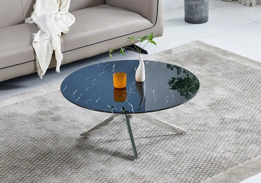 Table basse marbre noir OLIVIA Galerie du Mobilier