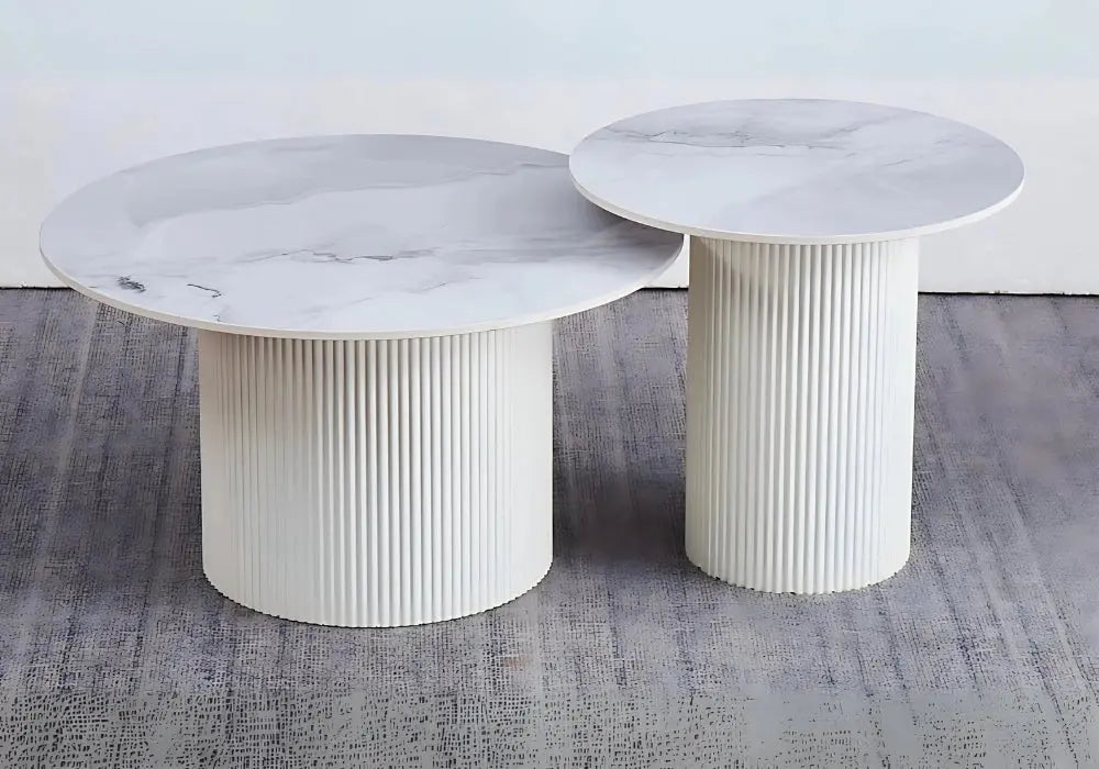 Table basse ronde céramique marbre gris – Galerie du Mobilier - Vue 1