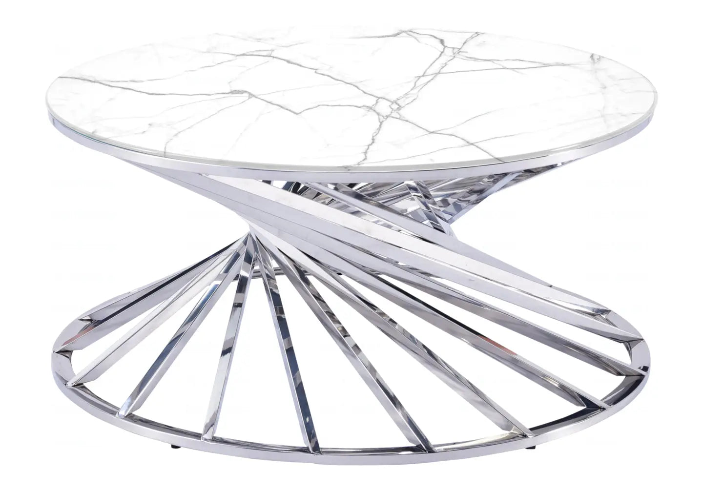 Table basse ronde marbre blanc argent AKILA Galerie du Mobilier