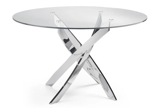 Table chromé 6 chaises grises OLIVIA New OLIVIA