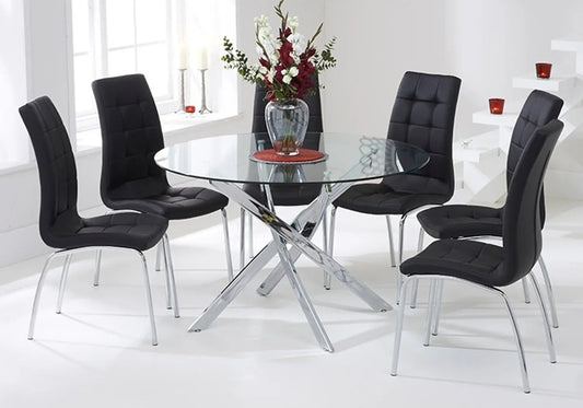 Table chromé 6 chaises noires OLIVIA New OLIVIA