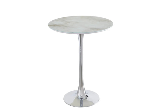 Table de bar chrome marbre blanc ROSA Galerie du Mobilier