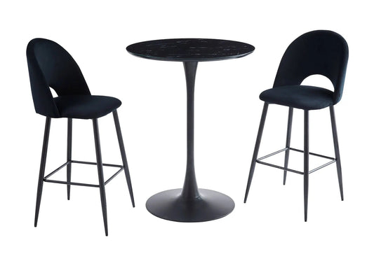 Table de bar noire marbre noir ROSA Galerie du Mobilier