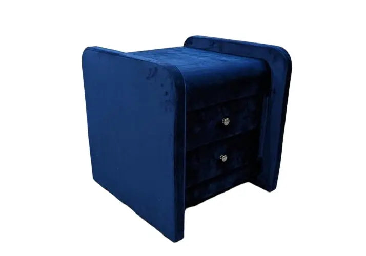 Table de chevet en velours bleu - Vue 1