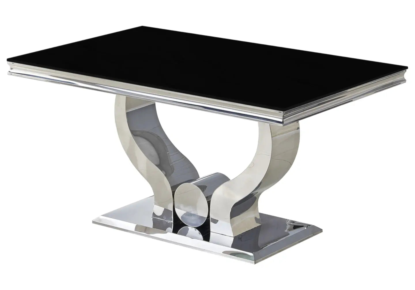 Ensemble table chaise en verre noir argent TROPHEE - Galerie du Mobilier