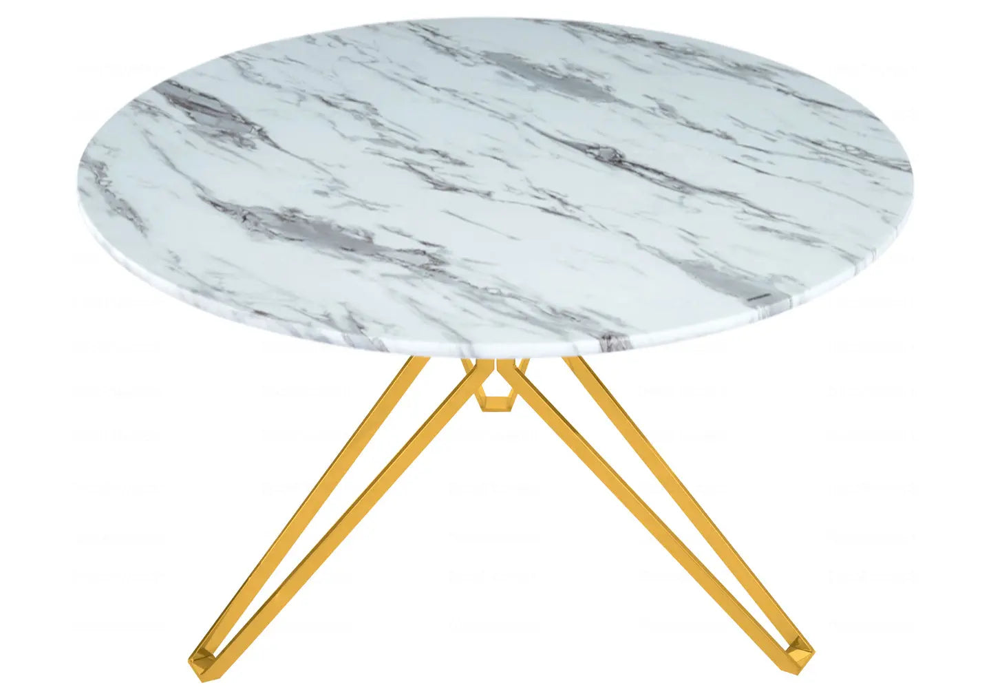 Table et chaise dorée marbre blanc IVA New Design