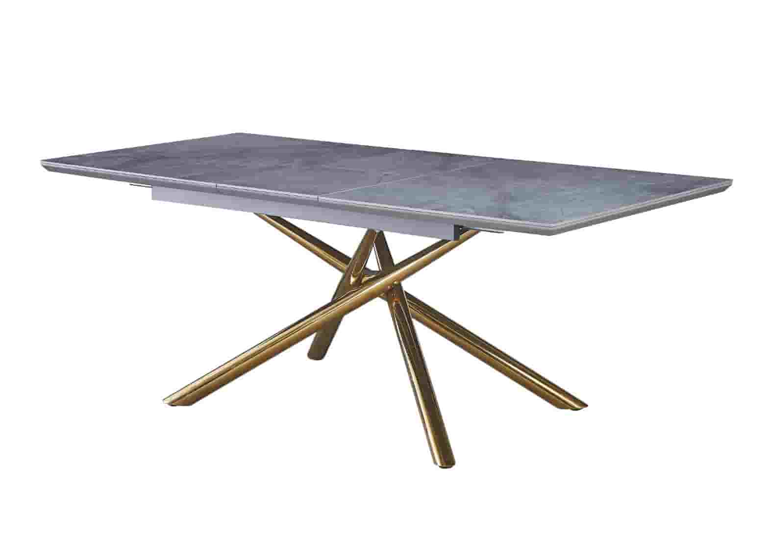 Table extensible céramique dorée marbre gris – Galerie du Mobilier - Vue 1