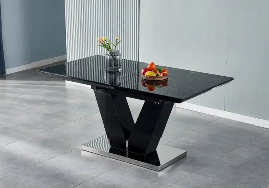Table extensible design marbre noir YVES Galerie du Mobilier